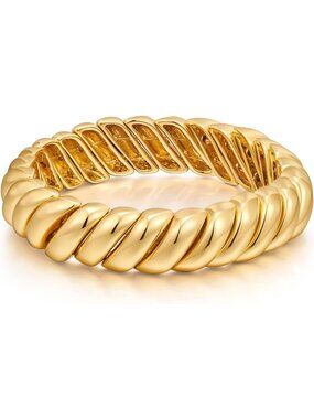 Gold Silver Chunky Bangle Bracelet for Women & Men - Stylish Statement Jewelry